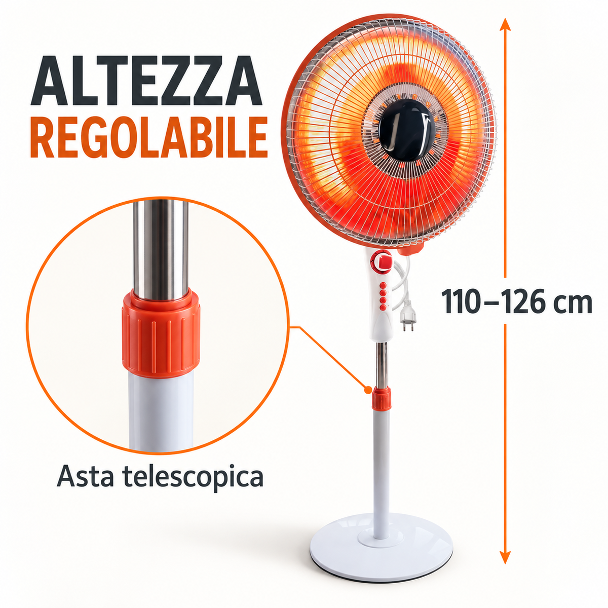 Altezza regolabile da 110 a 126 cm