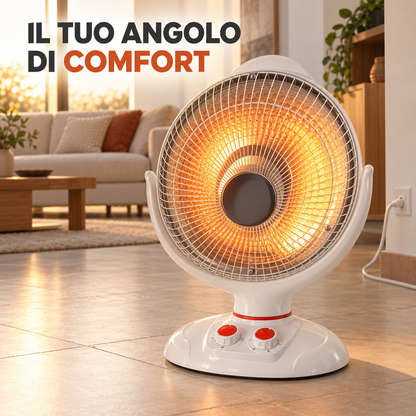 Stufa elettrica radiante ambientata in soggiorno