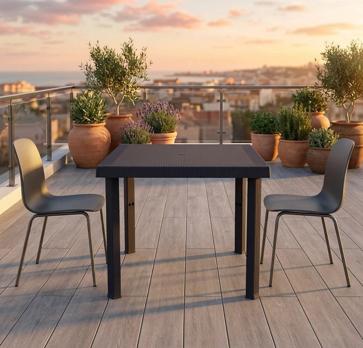 Tavolo da Giardino Quadrato 80x80 Nero per Esterno