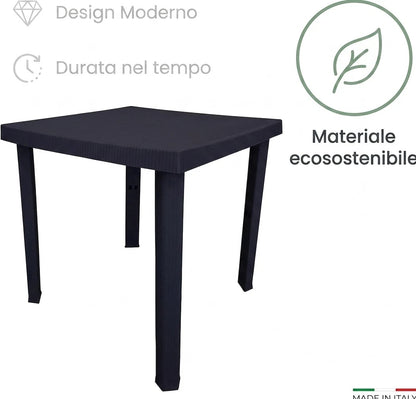 Tavolo da Giardino Quadrato 80x80 Nero per Esterno