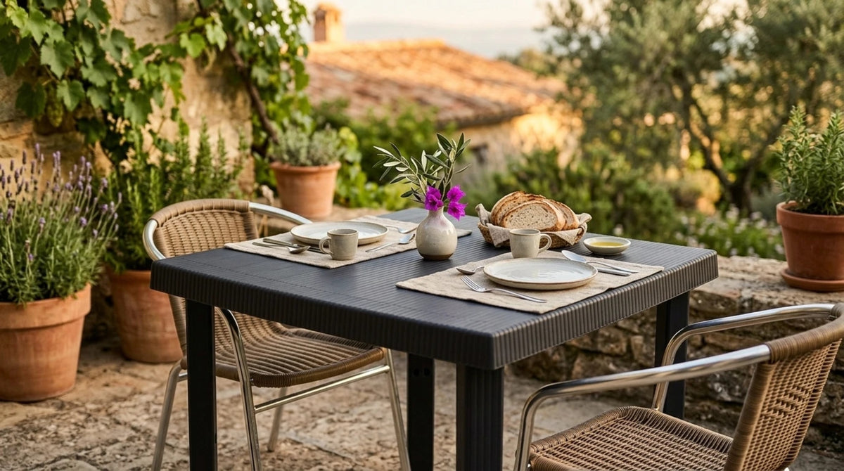 Tavolo da Giardino Quadrato 80x80 Nero per Esterno