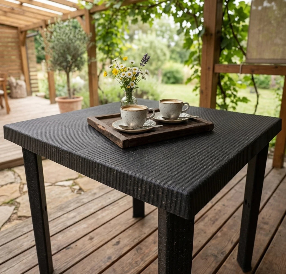 Tavolo da Giardino Quadrato 80x80 Nero per Esterno