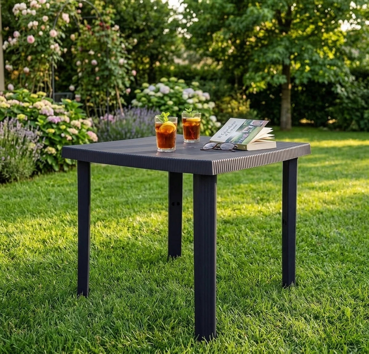 Tavolo da Giardino Quadrato 80x80 Nero per Esterno