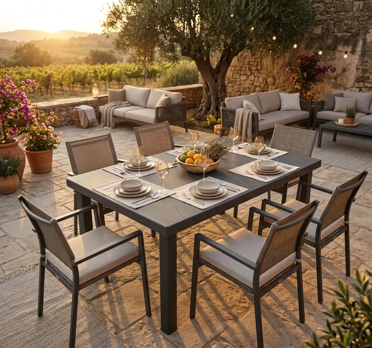 Tavolo da Giardino Rettangolare 120x80 con Foro Ombrellone