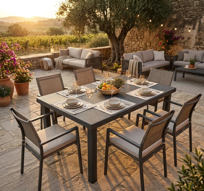 Tavolo da Giardino Rettangolare 120x80 con Foro Ombrellone