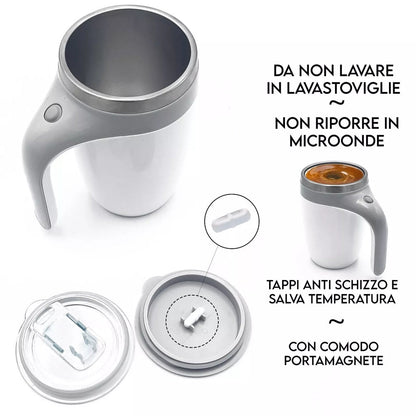 Tazza Auto Mescolante 300ml in Acciaio Inox con Coperchio