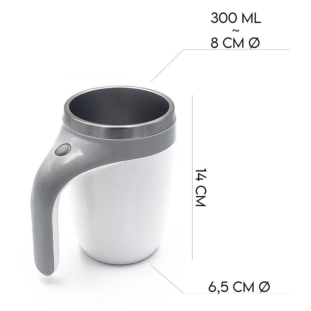Tazza Auto Mescolante 300ml in Acciaio Inox con Coperchio