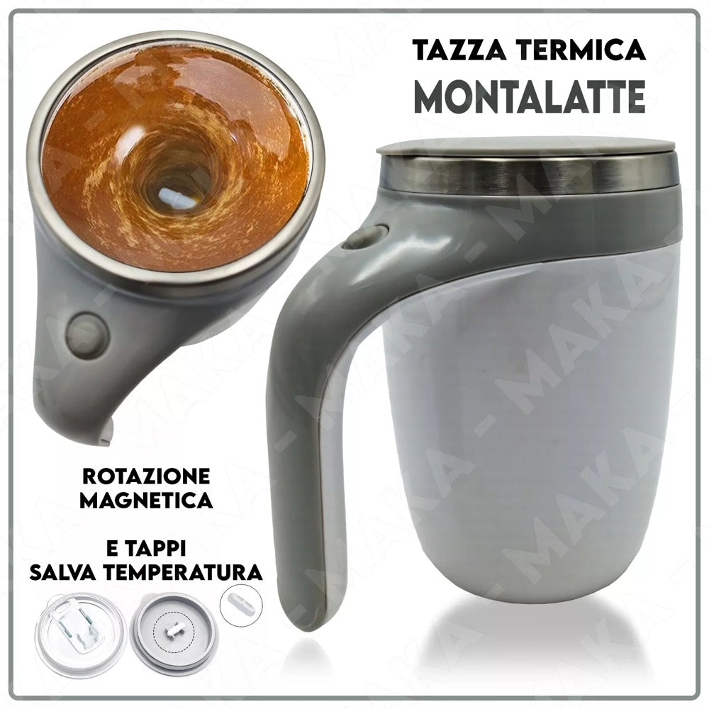 Tazza Auto Mescolante 300ml in Acciaio Inox con Coperchio
