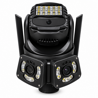 Telecamera WiFi smart da esterno con tripla ottica, LED e doppia antenna
