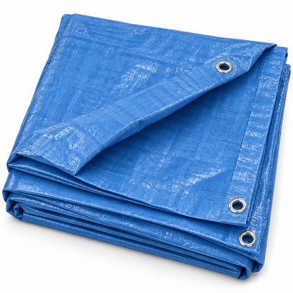 Telo occhiellato blu PE 4x5 metri 85 g/m² - immagine 1