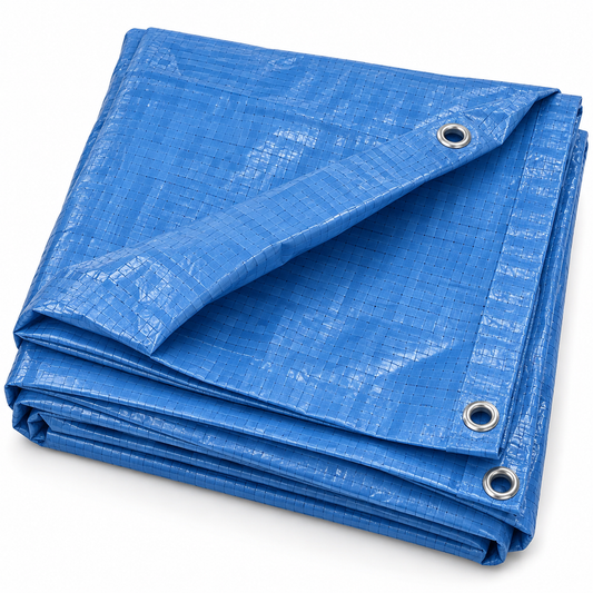 Telo occhiellato blu PE 4x5 metri 85 g/m² - immagine 1
