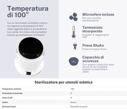 Sterilizzatore al Quarzo 100W con Microsfere per Utensili Beauty