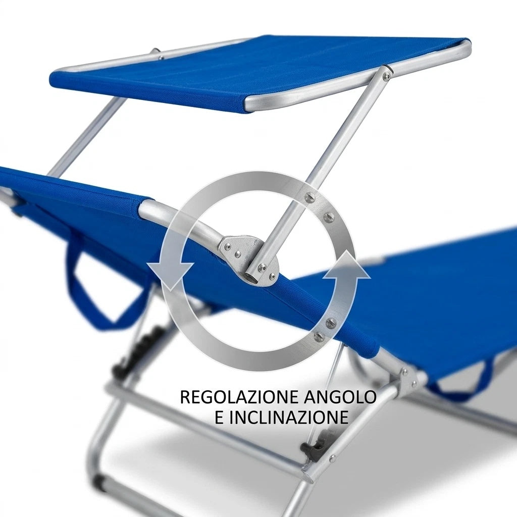 Lettino Mare Pieghevole con Tettuccio Parasole