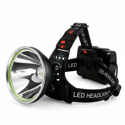 Torcia frontale LED COB ad alta luminosità con fasce regolabili