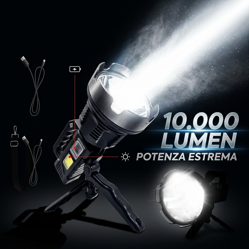 MAKA Torcia LED Ultra Potente, Ricaricabile e Impermeabile