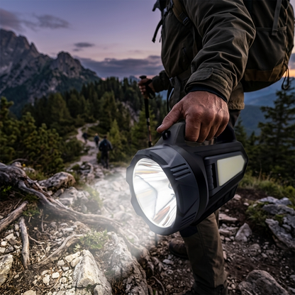 Torcia LED solare ricaricabile con treppiede e powerbank