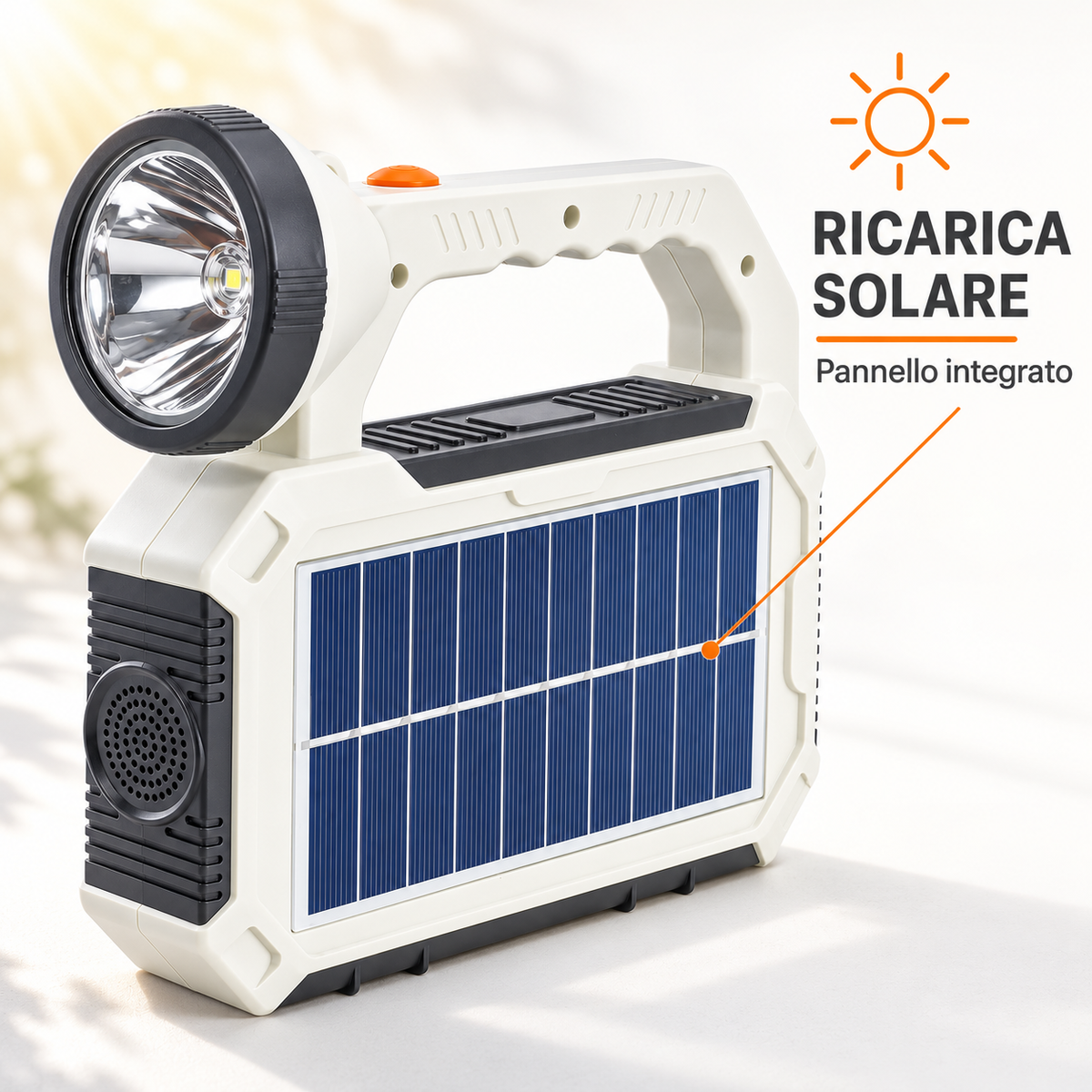 Pannello solare integrato della torcia bianca e grigia