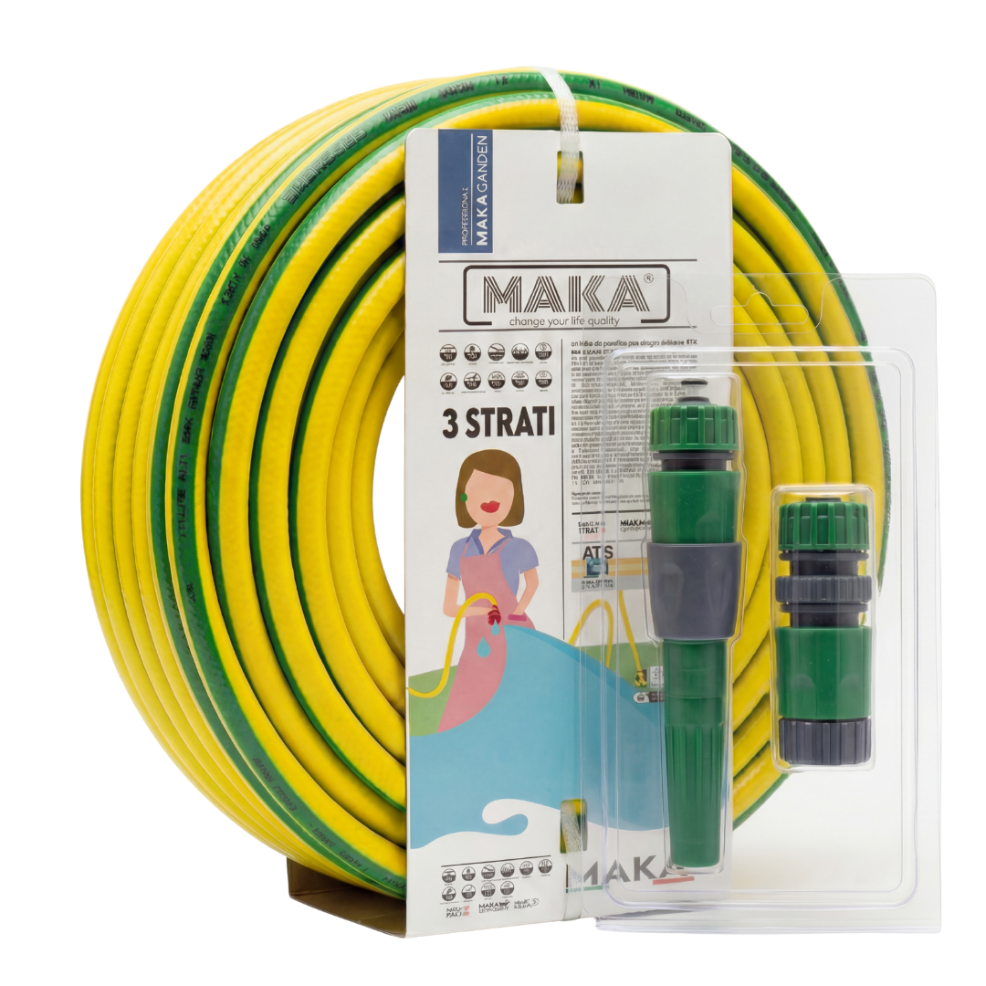 Kit Tubo Acqua Giardino 3 Strati con Raccordi Rapidi innesto rapido