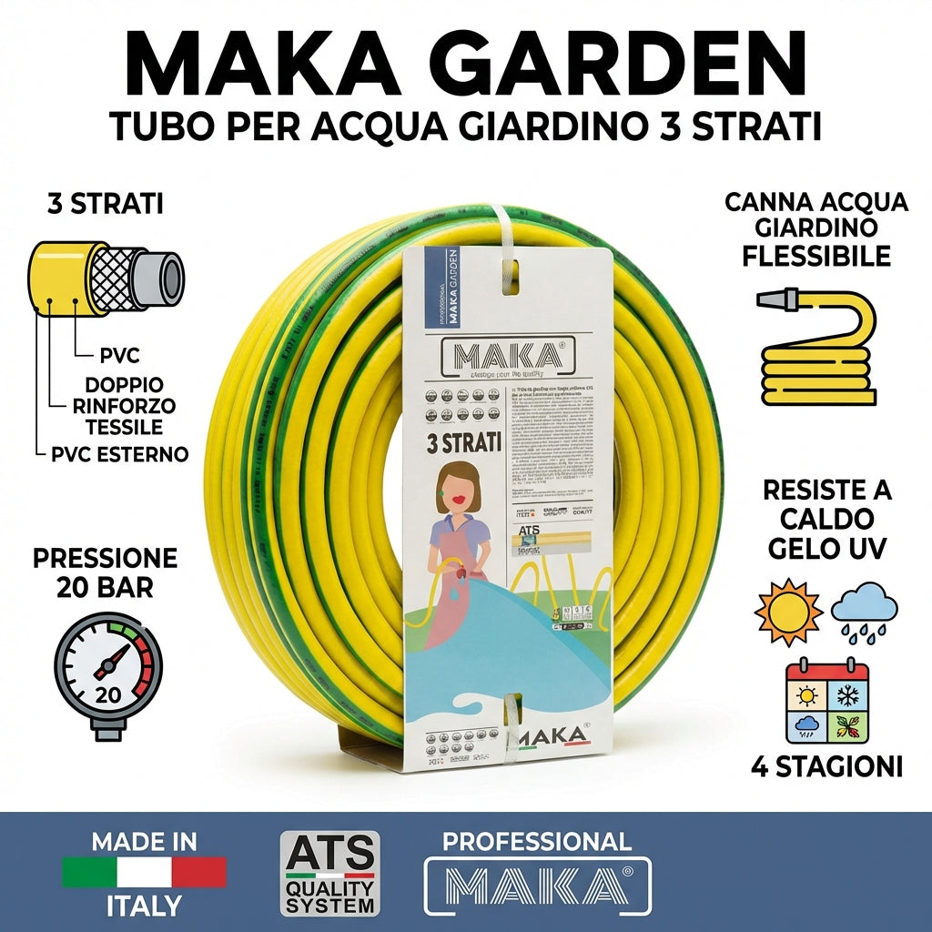 Kit Tubo Acqua Giardino 3 Strati con Raccordi Rapidi innesto rapido