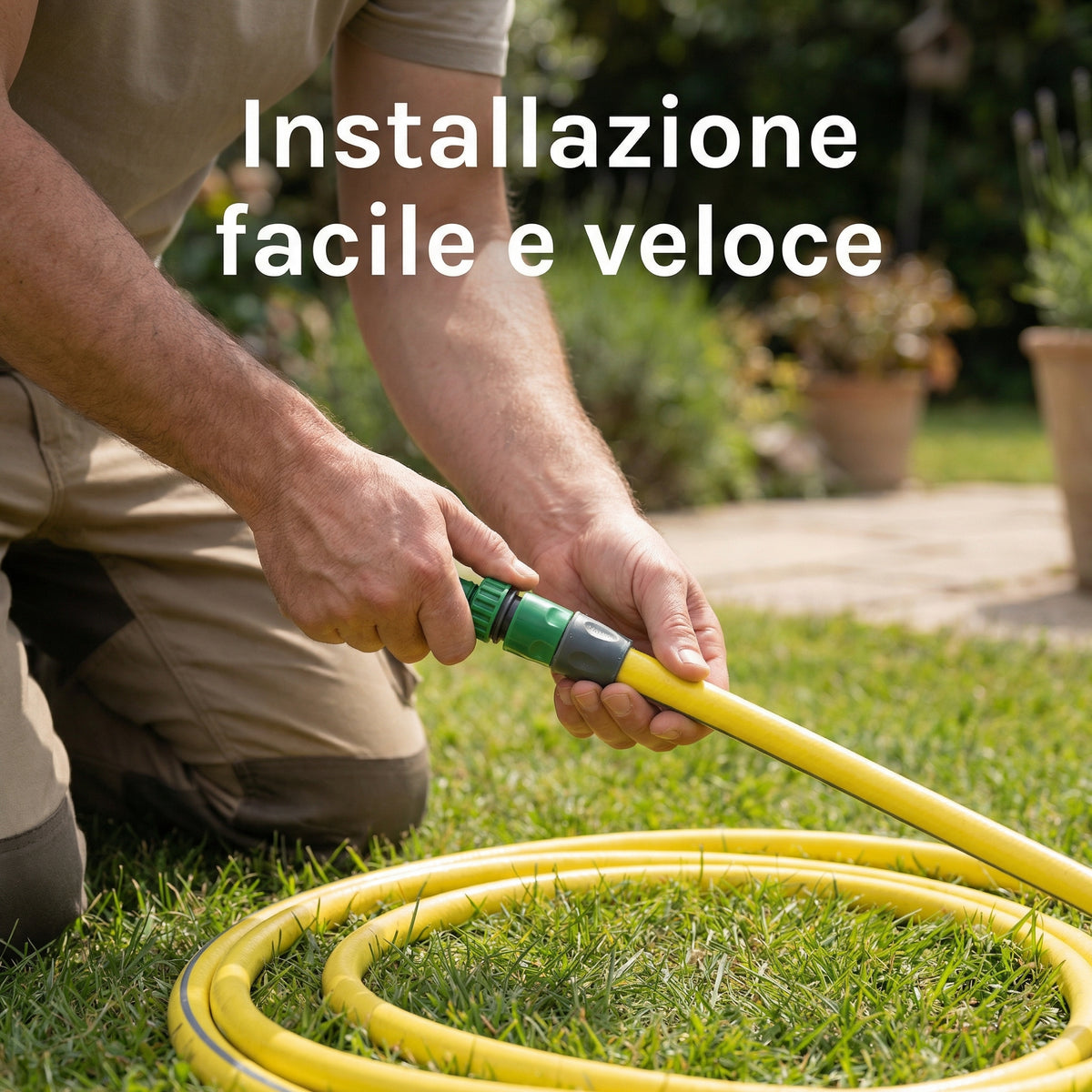 Kit Tubo Acqua Giardino 3 Strati con Raccordi Rapidi innesto rapido