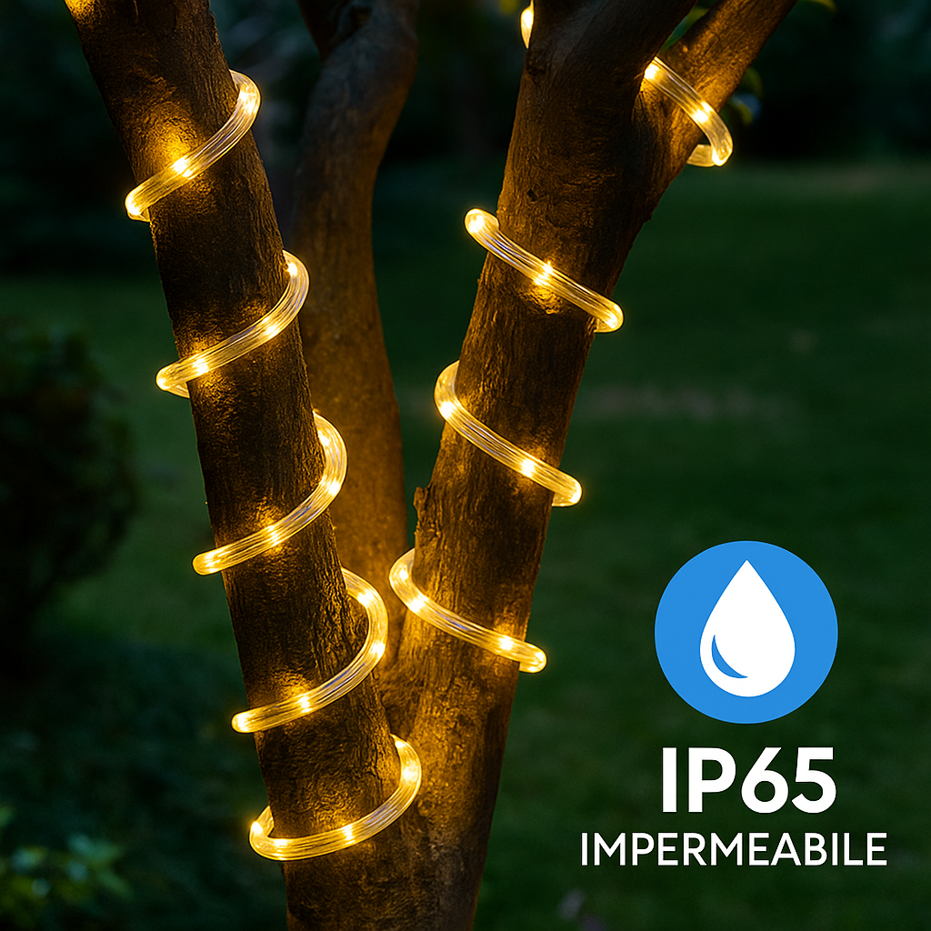 Tubo LED Luminoso 10/20m Multicolore IP65 Esterno Natale Festa Giardino Decorazioni