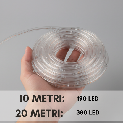 Tubo LED Luminoso 10/20m Multicolore IP65 Esterno Natale Festa Giardino Decorazioni