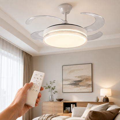 Ventilatore da soffitto 48 pollici ambientato con telecomando