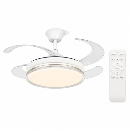 Ventilatore da soffitto 48 pollici con telecomando su sfondo bianco