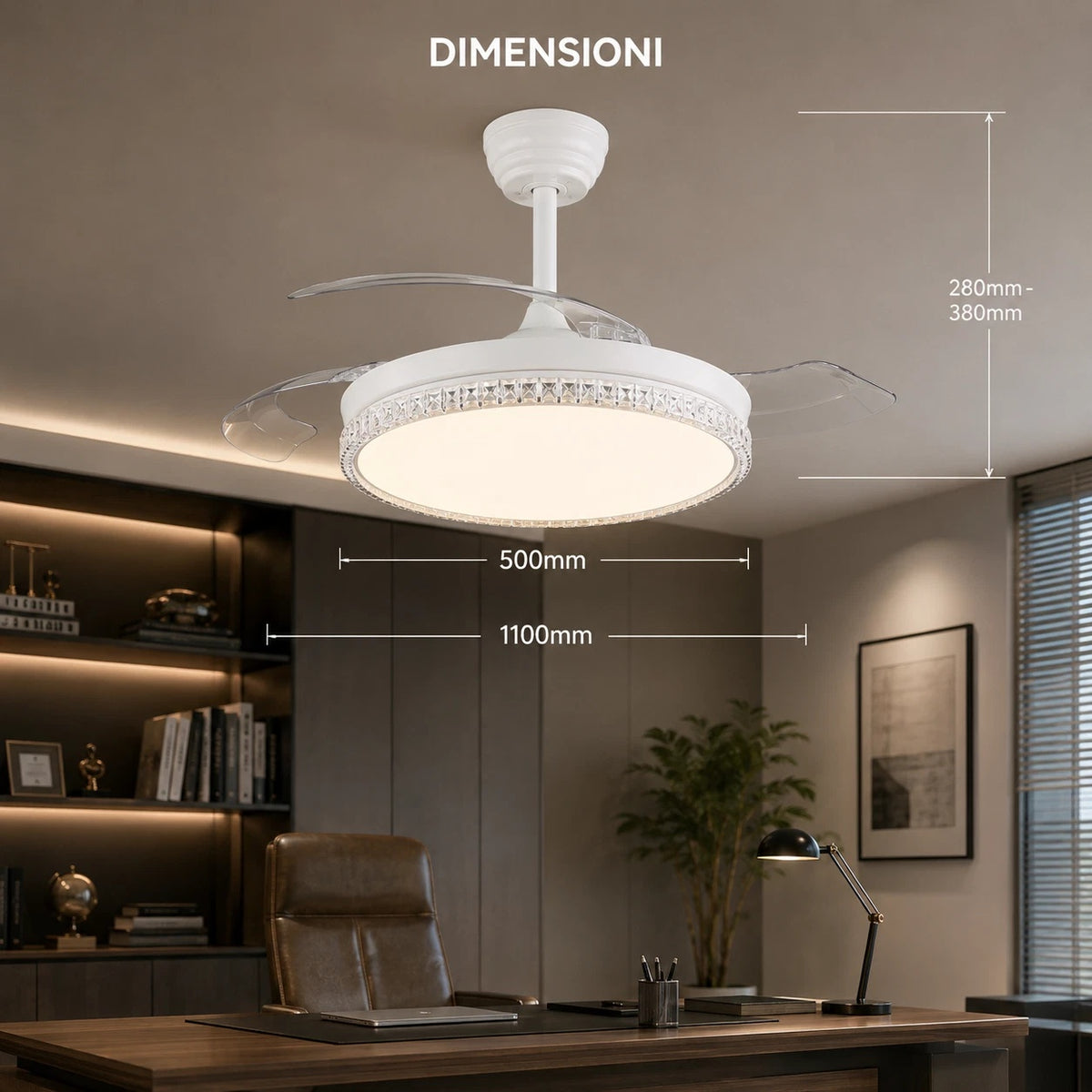 Ventilatore LED da Soffitto 80W con Luce Effetto Stellato