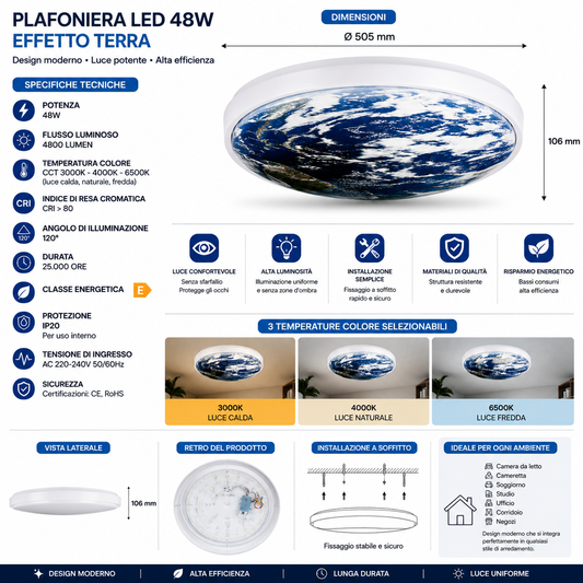 Plafoniera LED Effetto Terra 48W Ø50 cm - immagine 1